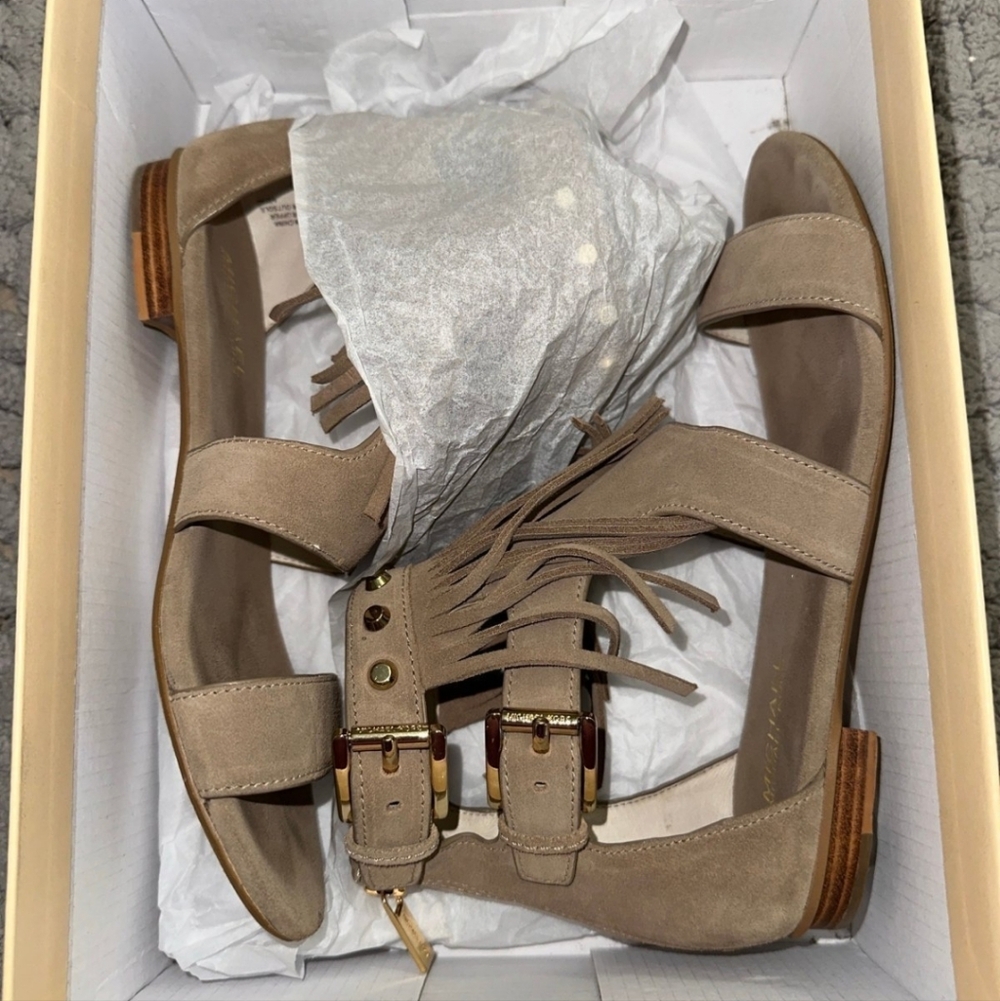 Michael Kors Brown Suede Fringe Sandals - Picture 4 of 7